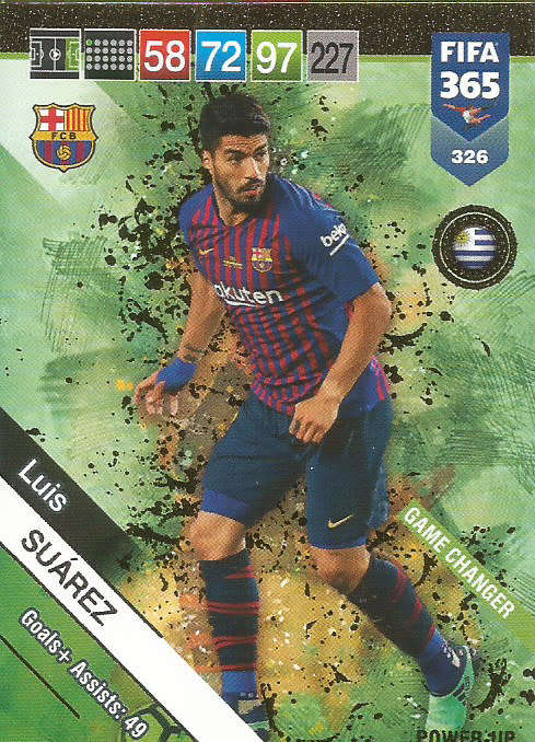 LUIS SUAREZ - FIFA 365 2019 EDITION - PANINI 2019 - GOLD FOIL `GAME CHANGER` TRADING CARD 326
