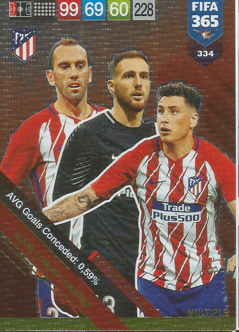 ATLETICO MADRID  - FIFA 365 2019 EDITION - PANINI 2019 - FOIL `MULTIPLE` TRADING CARD 334