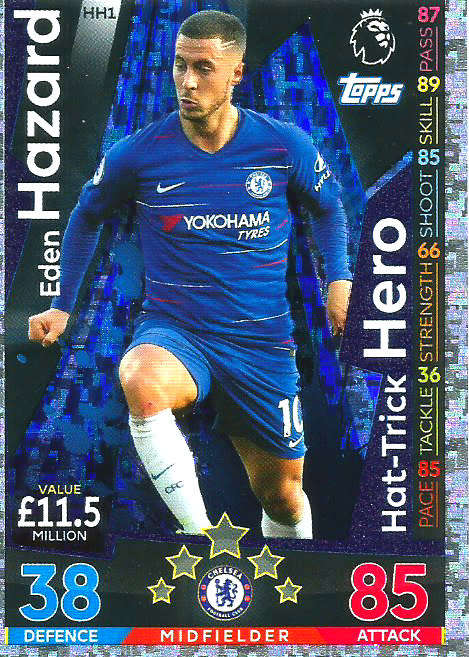EDEN HAZARD - MATCH ATTAX EXTRA 2019 - SILVER "HAT TRICK HERO" TRADING CARD