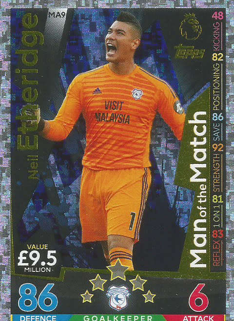 NEIL ETBERIDGE - MATCH ATTAX EXTRA 2019 - GOLD "MAN of the MATCH" TRADING CARD MA9