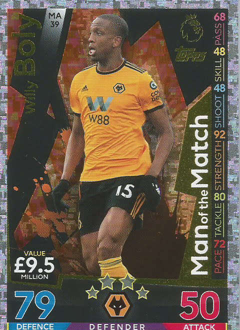 WILLY BOLY - MATCH ATTAX EXTRA 2019 - GOLD "MAN of the MATCH" TRADING CARD MA39