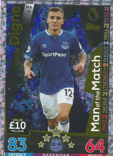 LUCAS DIGNE  - MATCH ATTAX EXTRA 2019 - GOLD "MAN of the MATCH" TRADING CARD MA15