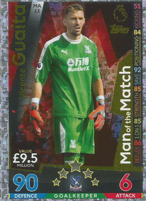 VICENTE GUAITA  - MATCH ATTAX EXTRA 2019 - GOLD "MAN of the MATCH" TRADING CARD MA13