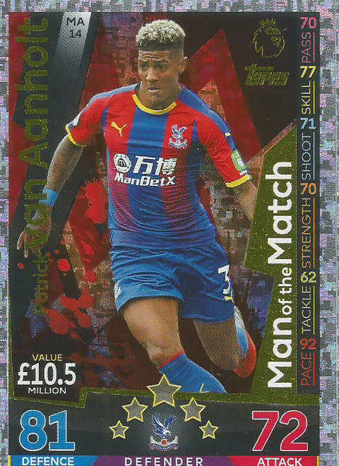 PATRICK VAN AANHOLT  - MATCH ATTAX EXTRA 2019 - GOLD "MAN of the MATCH" TRADING CARD MA14