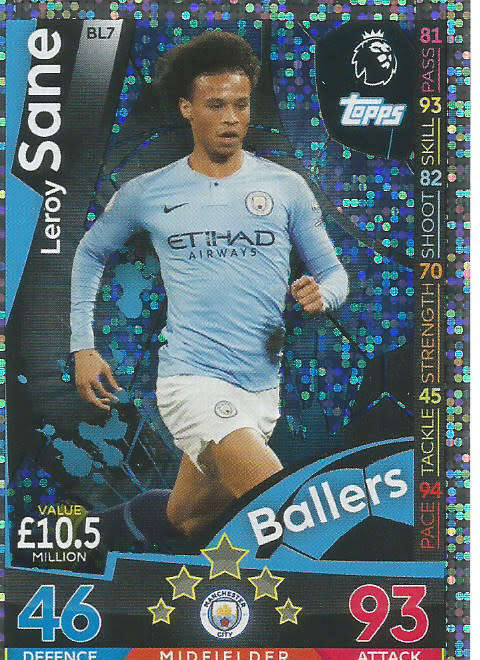 LEROY SANE - MATCH ATTAX EXTRA 2019 - SILVER "BALLERS" TRADING CARD BL7