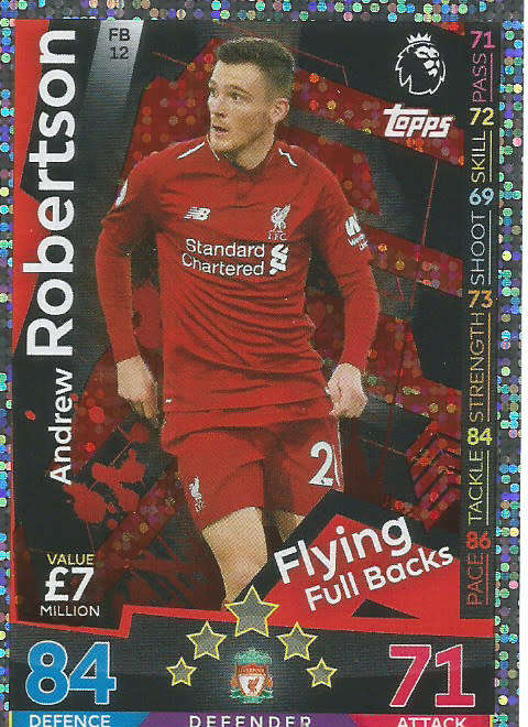 ANDREW ROBERTSON - MATCH ATTAX EXTRA 2019 - SILVER "FLYING FULLBACKS" TRADING CARD FB12