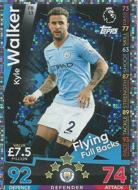 KYLE WALKER - MATCH ATTAX EXTRA 2019 - SILVER "FLYING FULLBACKS" TRADING CARD FB13