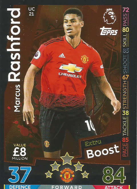 MARCUS RASHFORD - MATCH ATTAX EXTRA 2019 - BRONZE `EXTRA BOOST` TRADING CARD UC21