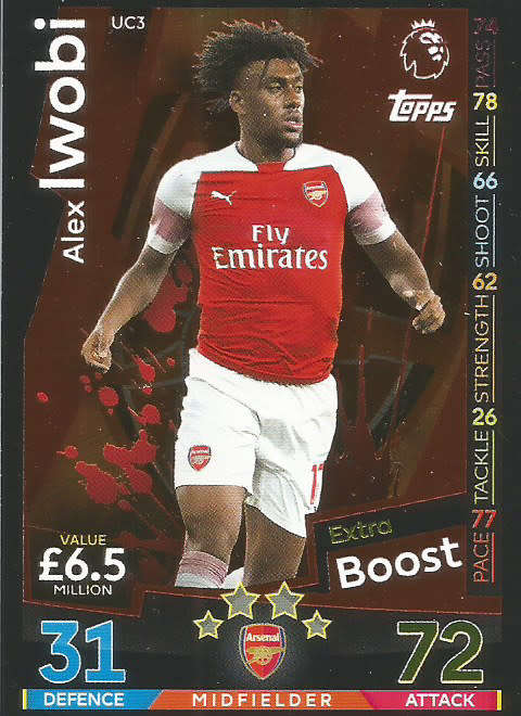 ALEX IWOBI - MATCH ATTAX EXTRA 2019 - BRONZE "EXTRA BOOST" TRADING CARD UC3