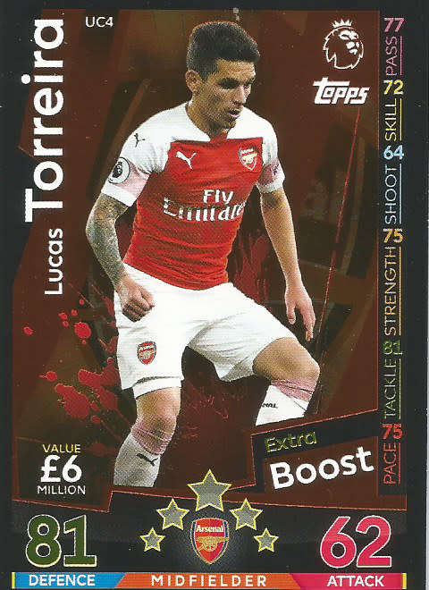 LUCAS TORREIRA - MATCH ATTAX EXTRA 2019 - BRONZE "EXTRA BOOST" TRADING CARD UC4