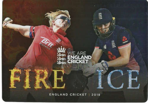 HEATHER KNIGHT/D. HAZELL - T&P ENGLAND CRICKET 2018 - GOLD "FIRE&ICE" TRADING CARD FI6