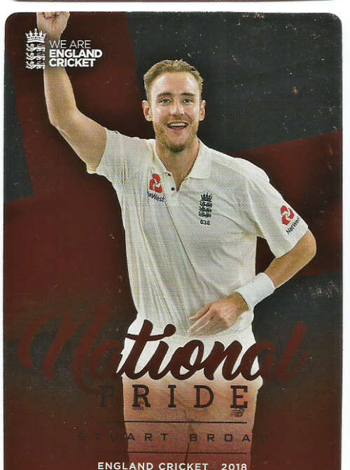 STUART BROAD - Tap&Play ENGLAND CRICKET 2018 - RED FOIL "NATIONAL PRIDE" TRADING CARD NP5