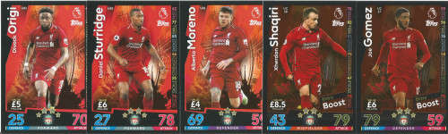 LIVERPOOL FC - MATCH ATTAX EXTRA 2019 - COMPLETE SET of 9 "BASE & FOIL"  TRADING CARD SET
