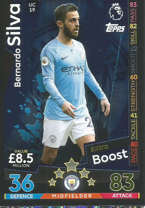 BERNARDO SILVA - MATCH ATTAX EXTRA 2019 - BRONZE "EXTRA BOOST" TRADING CARD UC19