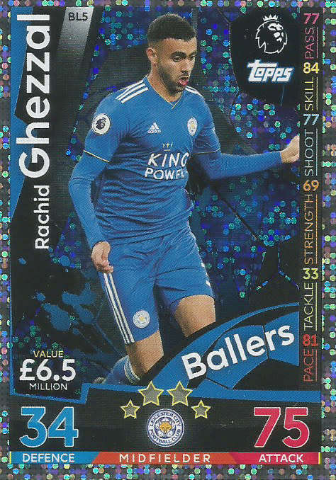 RASHID GHEZZAL - MATCH ATTAX EXTRA 2019 - SILVER "BALLERS" TRADING CARD BL5