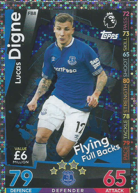 LUCAS DIGNE - MATCH ATTAX EXTRA 2019 - SILVER "FLYING FULLBACKS" TRADING CARD FB8