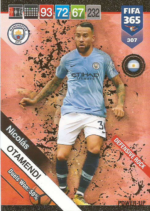 NICOLAS OTAMENDI - FIFA 365 2019 EDITION - PANINI 2019 - GOLD FOIL `DEFENSIVE ROCK` TRADING CARD 307
