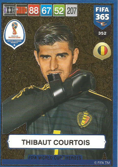 THIBAUT COURTOIS - FIFA 365 2019 EDITION - PANINI 2019 - GOLD FOIL `W/CUP HEROES` TRADING CARD 352
