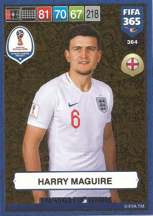 HARRY MAGUIRE - FIFA 365 2019 EDITION - PANINI 2019 - GOLD FOIL `W/CUP HEROES` TRADING CARD 364