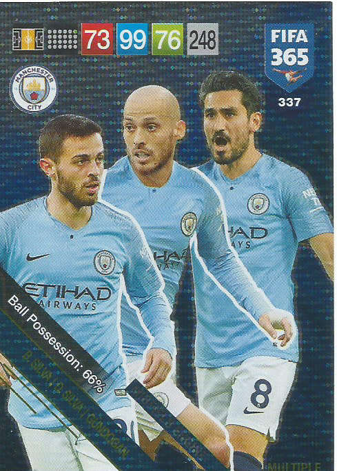 MANCHESTER CITY  - FIFA 365 2019 EDITION - PANINI 2019 - FOIL `MULTIPLE` TRADING CARD 337