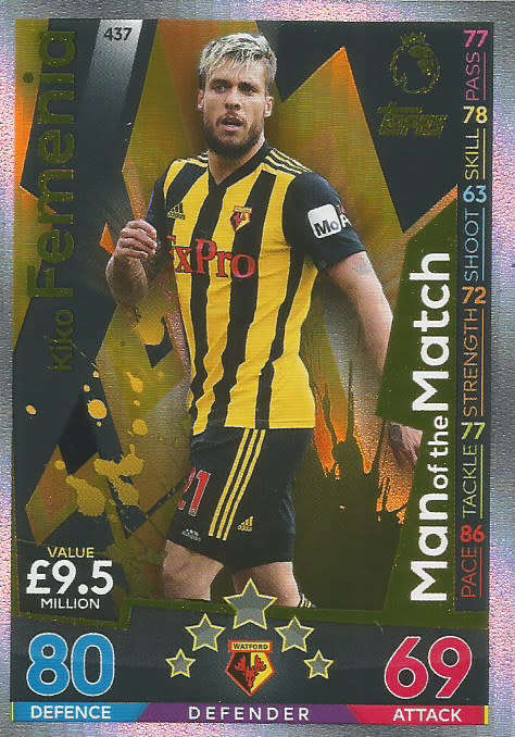 KIKO FEMENIA - MATCH ATTAX 2018/2019 - GOLD "MAN of the MATCH" TRADING CARD 437