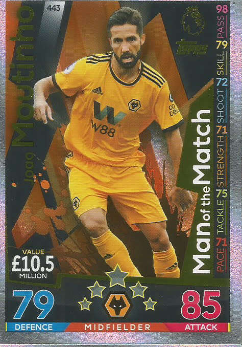 JOAO MOUTINHO - MATCH ATTAX 2018/2019 - GOLD "MAN of the MATCH" TRADING CARD 443