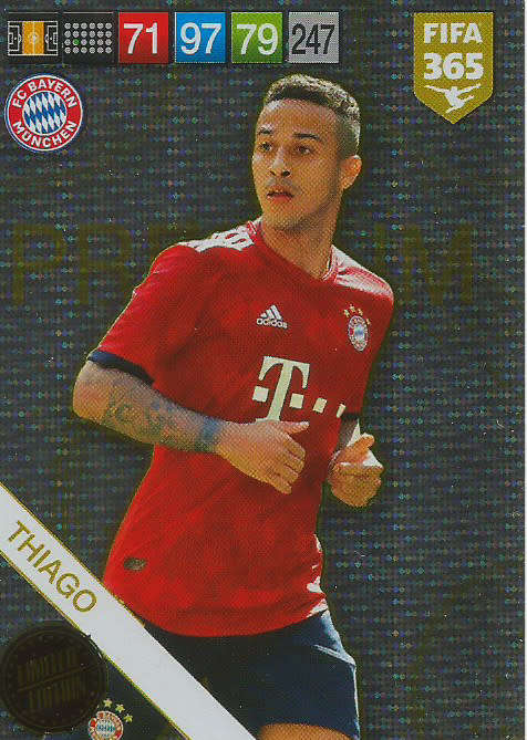 THIAGO - FIFA 365 2019 EDITION - PANINI 2019 - PREMIUM FOIL `LIMITED EDITION` TRADING CARD