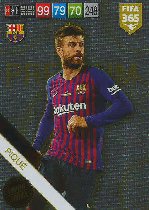 GERARD PIQUE - FIFA 365 2019 EDITION - PANINI 2019 - PREMIUM FOIL `LIMITED EDITION` TRADING CARD