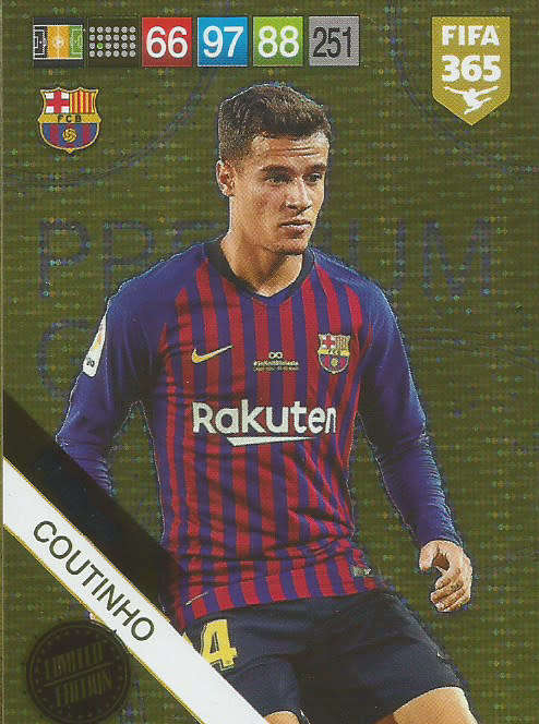 PHILIPPE COUTINHO - FIFA 365 2019 EDITION -  - PREMIUM GOLD `LIMITED EDITION` TRADING CARD