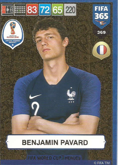 BENJAMIN PAVARD - FIFA 365 2019 EDITION - PANINI 2019 - GOLD FOIL `W/CUP HEROES` TRADING CARD 369