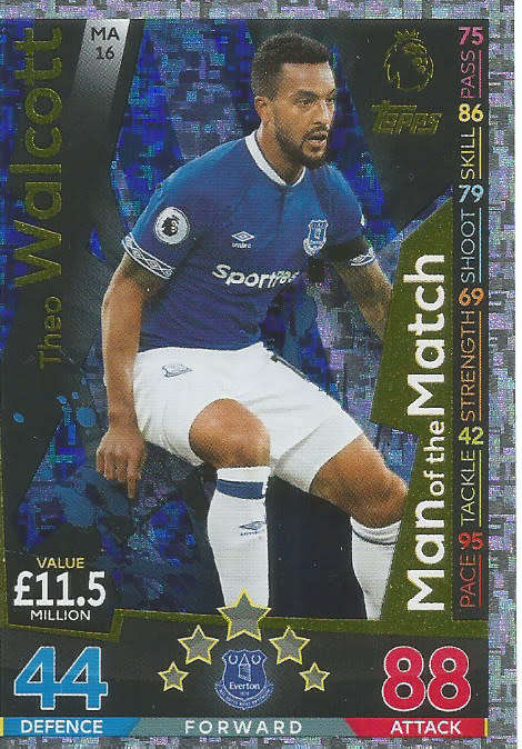 THEO WALCOTT - MATCH ATTAX EXTRA 2019 - GOLD "MAN of the MATCH" TRADING CARD MA16