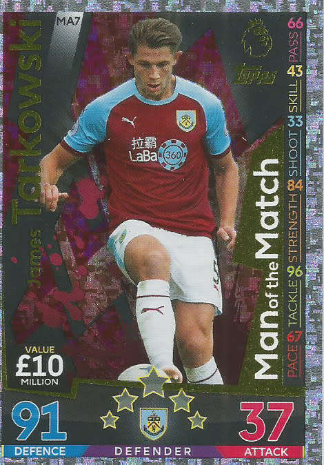 JAMES TARKOWSKI - MATCH ATTAX EXTRA 2019 - GOLD "MAN of the MATCH" TRADING CARD MA7