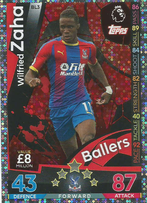 WILFRIED ZAHA - MATCH ATTAX EXTRA 2019 - SILVER "BALLERS" TRADING CARD BL3