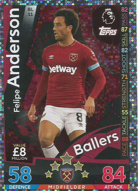 FELIPE ANDERSON - MATCH ATTAX EXTRA 2019 - SILVER "BALLERS" TRADING CARD BL11