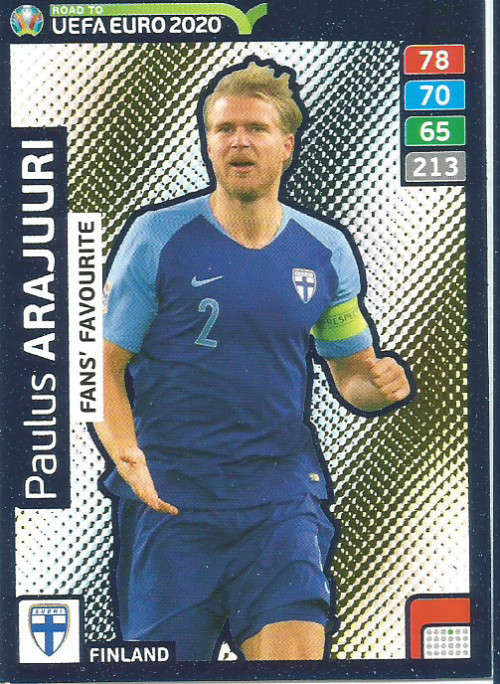 PAULUS ARAJUURI - PANINI "ROAD TO EURO 2020 - "FANS FAVOURITE" FOIL TRADING CARD 246