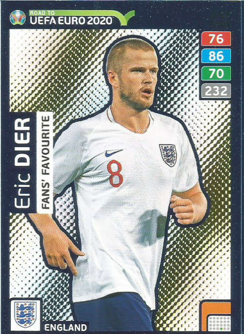 ERIC DIER - PANINI "ROAD TO EURO 2020 - "FANS FAVOURITE" FOIL TRADING CARD 242