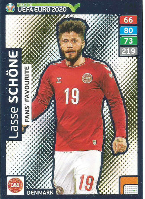 LASSE SCHONE - PANINI "ROAD TO EURO 2020 - "FANS FAVOURITE" FOIL TRADING CARD 241