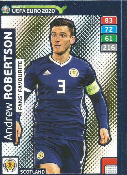 ANDREW ROBERTSON - PANINI "ROAD TO EURO 2020 - "FANS FAVOURITE" FOIL TRADING CARD 270