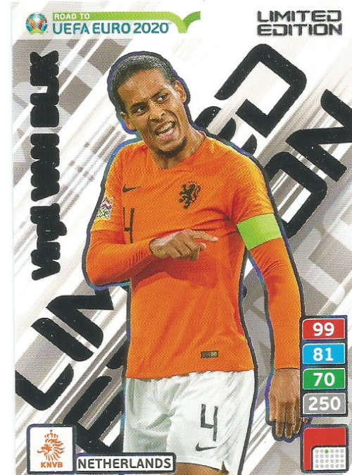 VIRGIL VAN DIJK  - PANINI "ROAD TO EURO 2020"  - "LIMITED EDITION" TRADING CARD