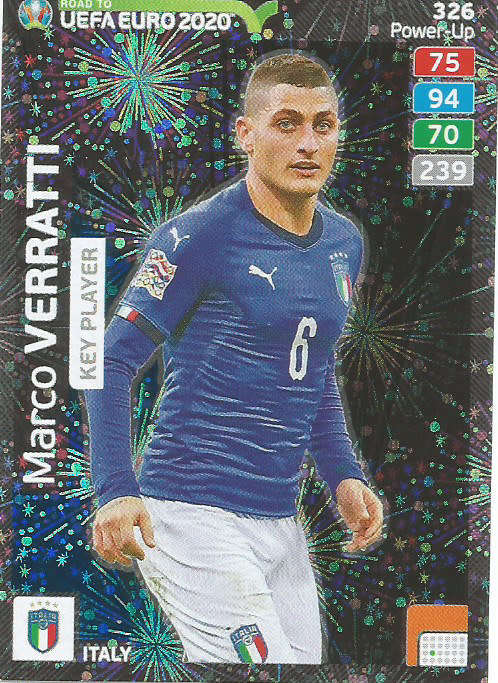 MARCO VERRATTI - PANINI "ROAD TO EURO 2020 - "KEY PLAYER" FOIL TRADING CARD 326