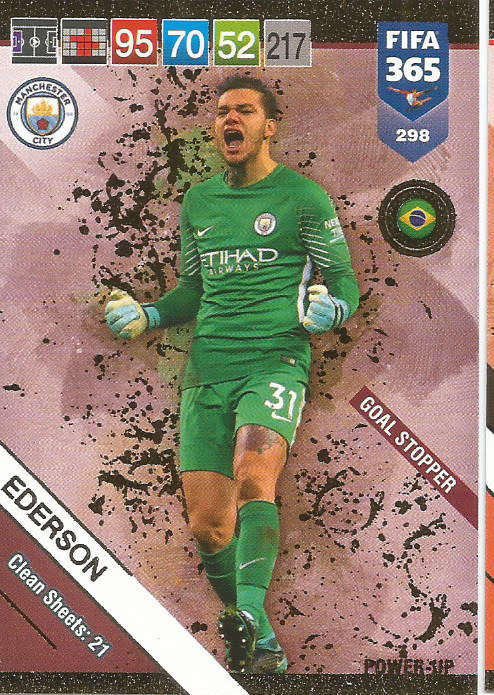 EDERSON - FIFA 365 2019 EDITION - PANINI 2019 - GOLD FOIL `GOAL STOPPER` TRADING CARD 298