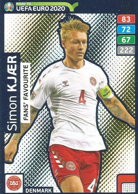 SIMON KJAER - PANINI "ROAD TO EURO 2020 - "FANS FAVOURITE" FOIL TRADING CARD 240