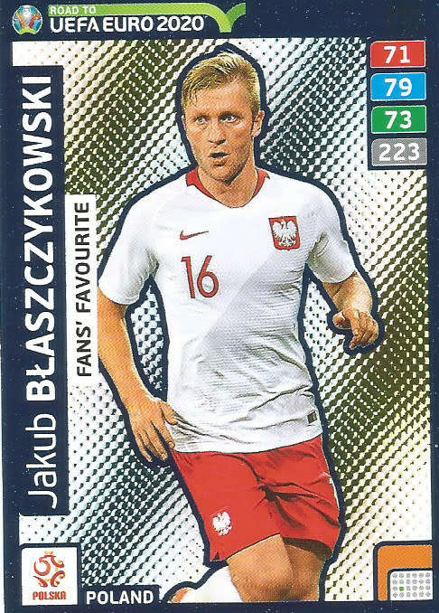 JAKUB BLASZCZYKOWSKI - PANINI "ROAD TO EURO 2020 - "FANS FAVOURITE" FOIL TRADING CARD 266