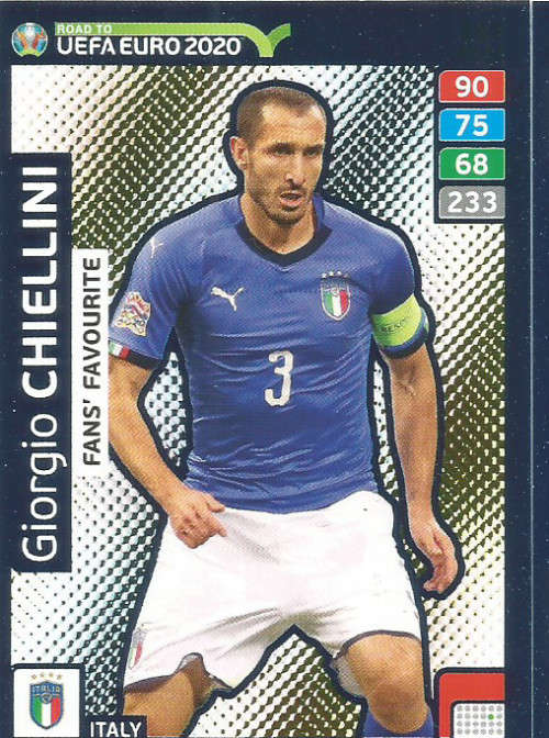 GIORGIO CHIELLINI - PANINI "ROAD TO EURO 2020 - "FANS FAVOURITE" FOIL TRADING CARD 257