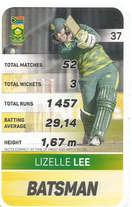 LIZELLE LEE - PICK&PAY "S.A. CRICKET SUPERCARDS"  TRADING CARD 37