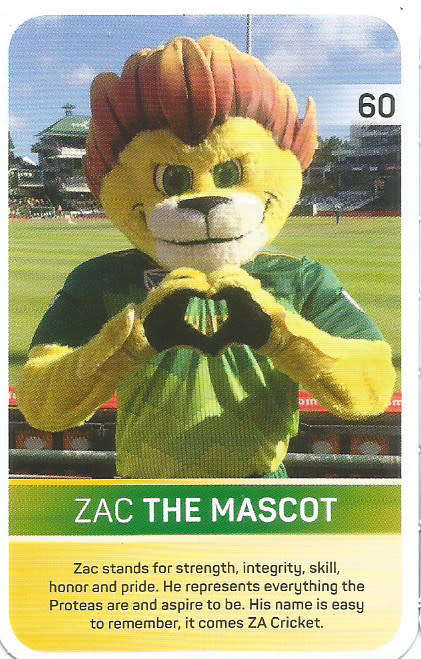 ZAC THE MASCOT - PICK&PAY "S.A. CRICKET SUPERCARDS"  TRADING CARD 60