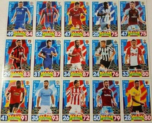 "GOAL MACHINES" - MATCH ATTAX 2017/18 -  COMPLETE SET "GOAL MACHINES"TRADING CARDS MT31 to MT45