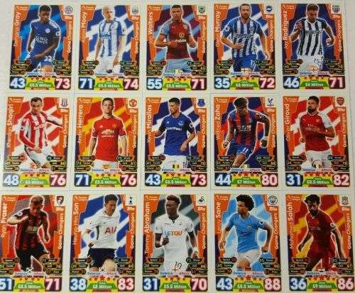 "GAME CHANGER" - MATCH ATTAX 2017/18 -  COMPLETE SET "GAME CHANGERS" TRADING CARDS MT46 to MT60