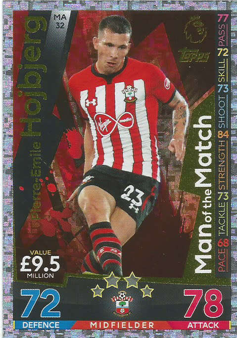 PIERRE HOJBJERG - MATCH ATTAX EXTRA 2019 - GOLD "MAN of the MATCH" TRADING CARD MA32