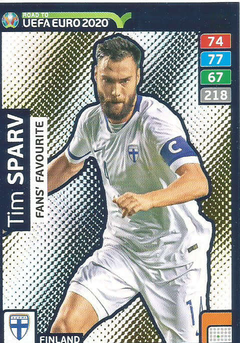 TIM SPARV - PANINI "ROAD TO EURO 2020 - "FANS FAVOURITE" FOIL TRADING CARD 247